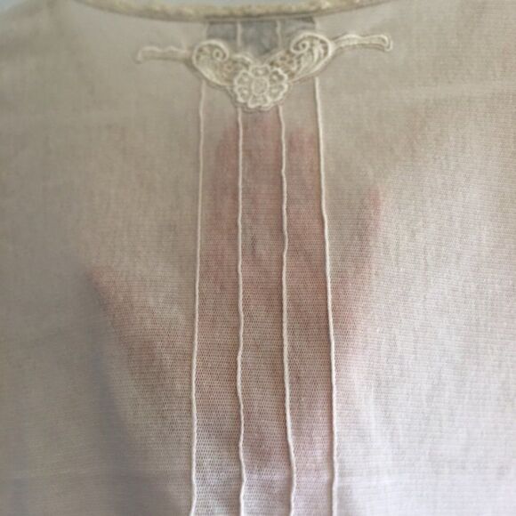 Vintage Y2K Delicate Scalloped Lace Ivory Pleated Romantic Blouse - Picture 4 of 13